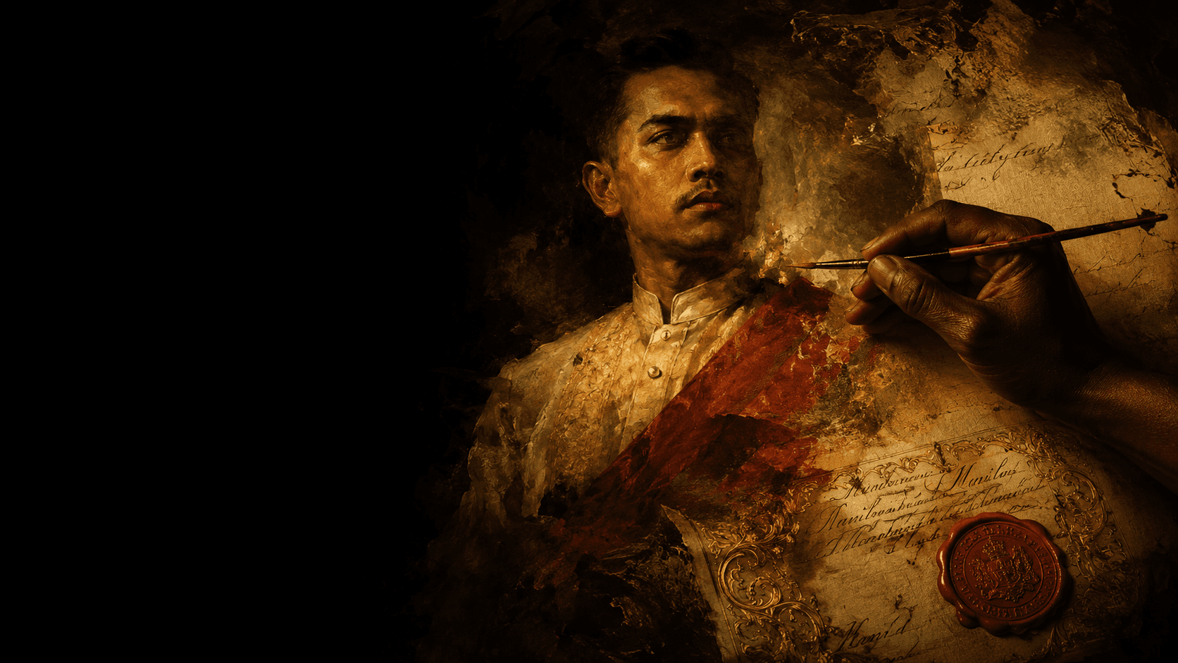 Filipino art — painting, artist hands, and certificate of authenticity